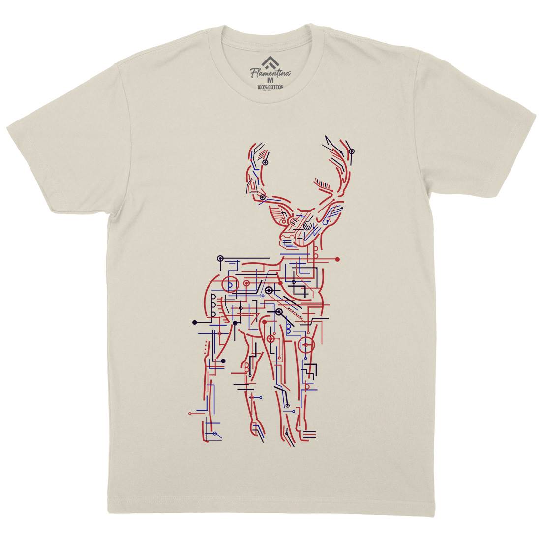 Electric Deer Mens Organic Crew Neck T-Shirt Animals B033