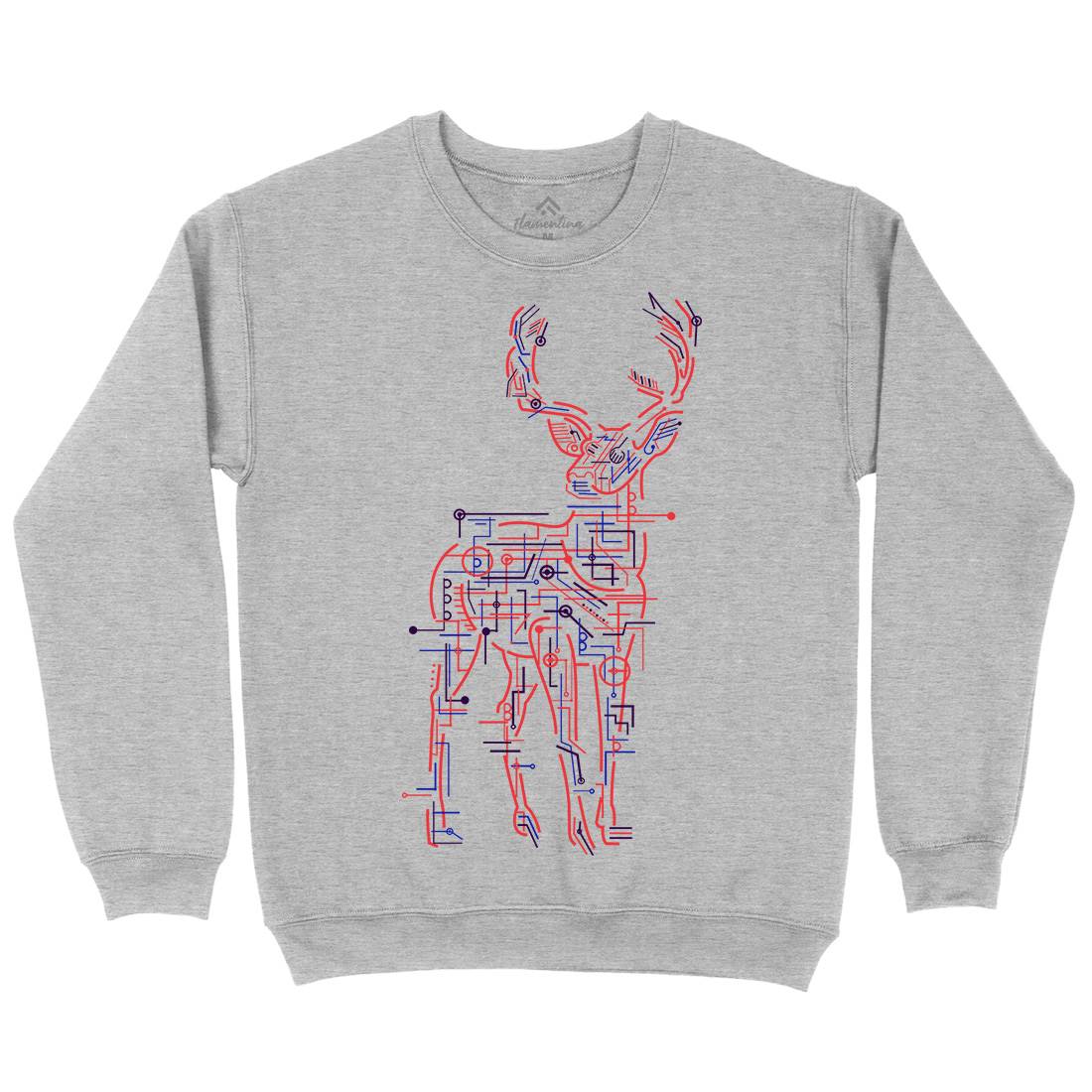 Electric Deer Mens Crew Neck Sweatshirt Animals B033