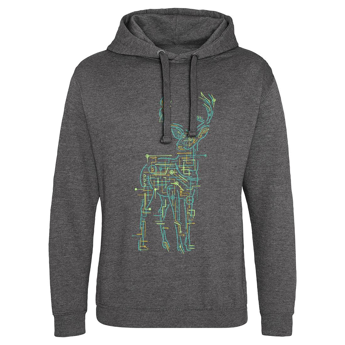 Electric Deer Mens Hoodie Without Pocket Animals B033