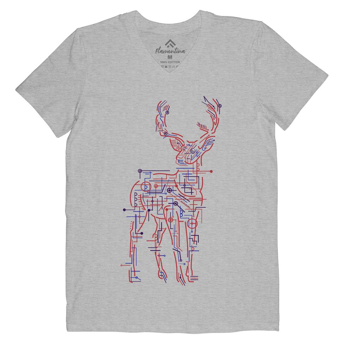 Electric Deer Mens Organic V-Neck T-Shirt Animals B033