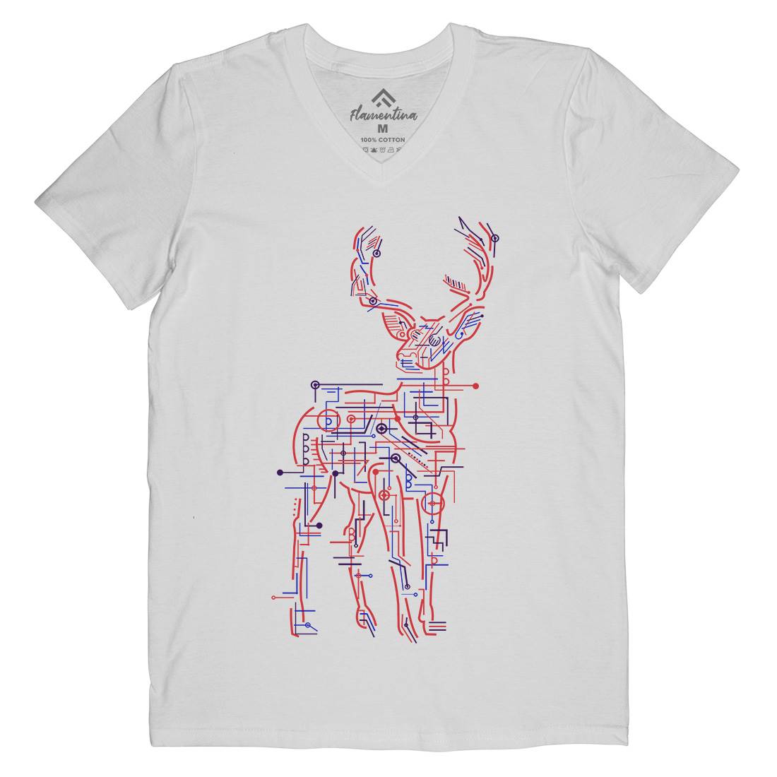 Electric Deer Mens Organic V-Neck T-Shirt Animals B033