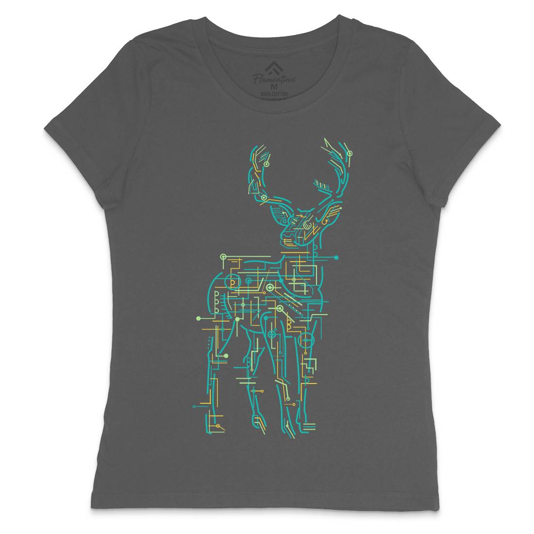 Electric Deer Womens Crew Neck T-Shirt Animals B033