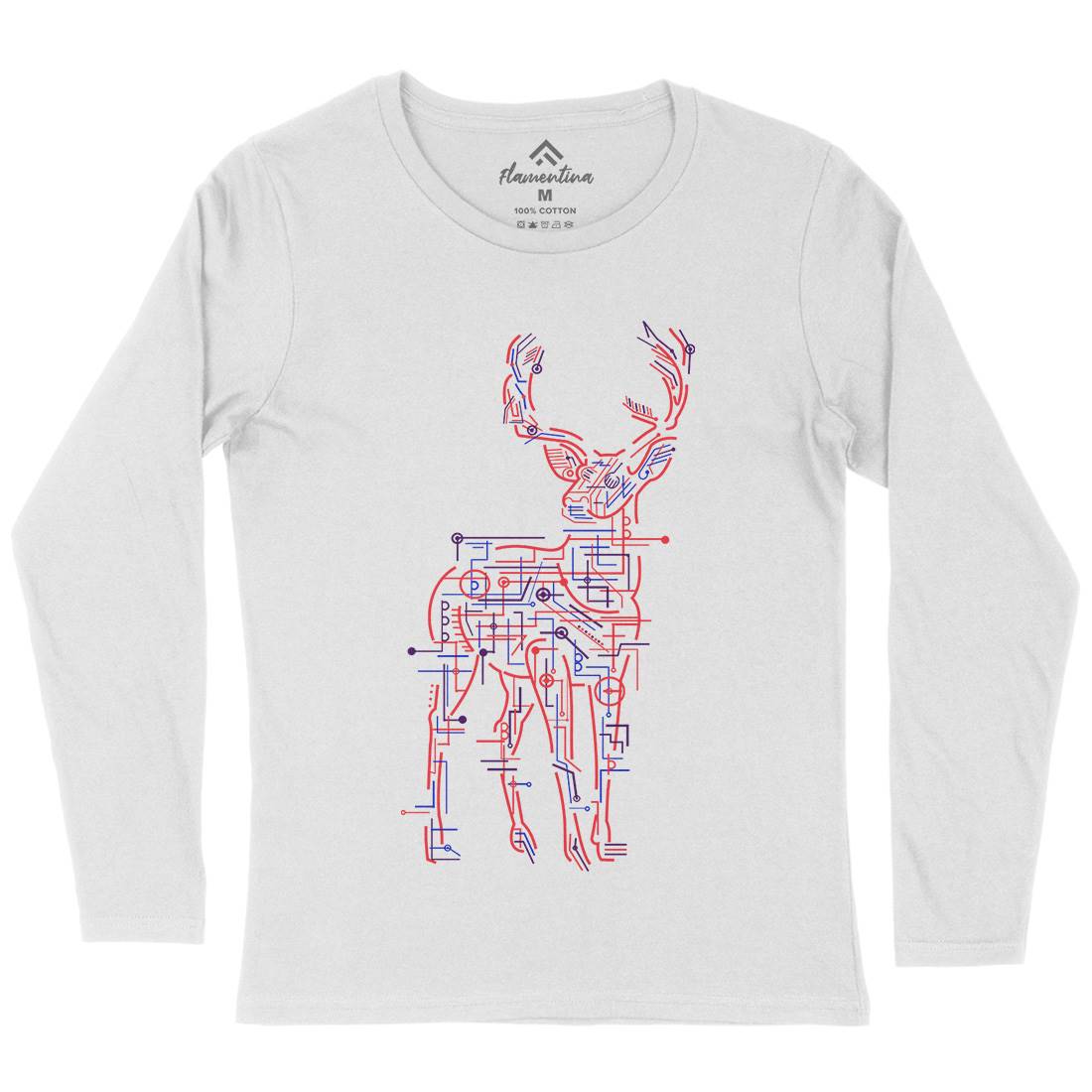 Electric Deer Womens Long Sleeve T-Shirt Animals B033