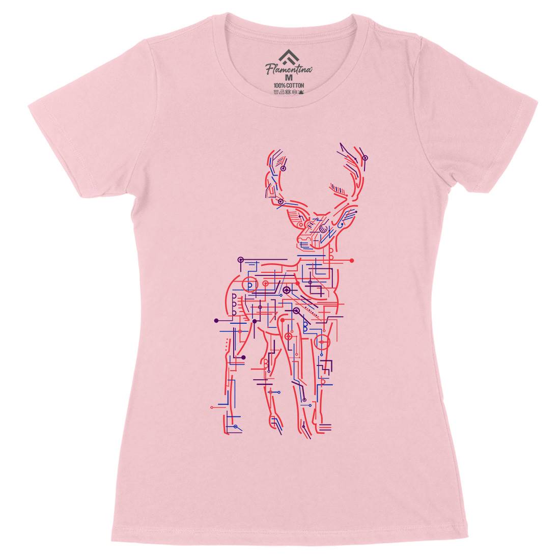 Electric Deer Womens Organic Crew Neck T-Shirt Animals B033