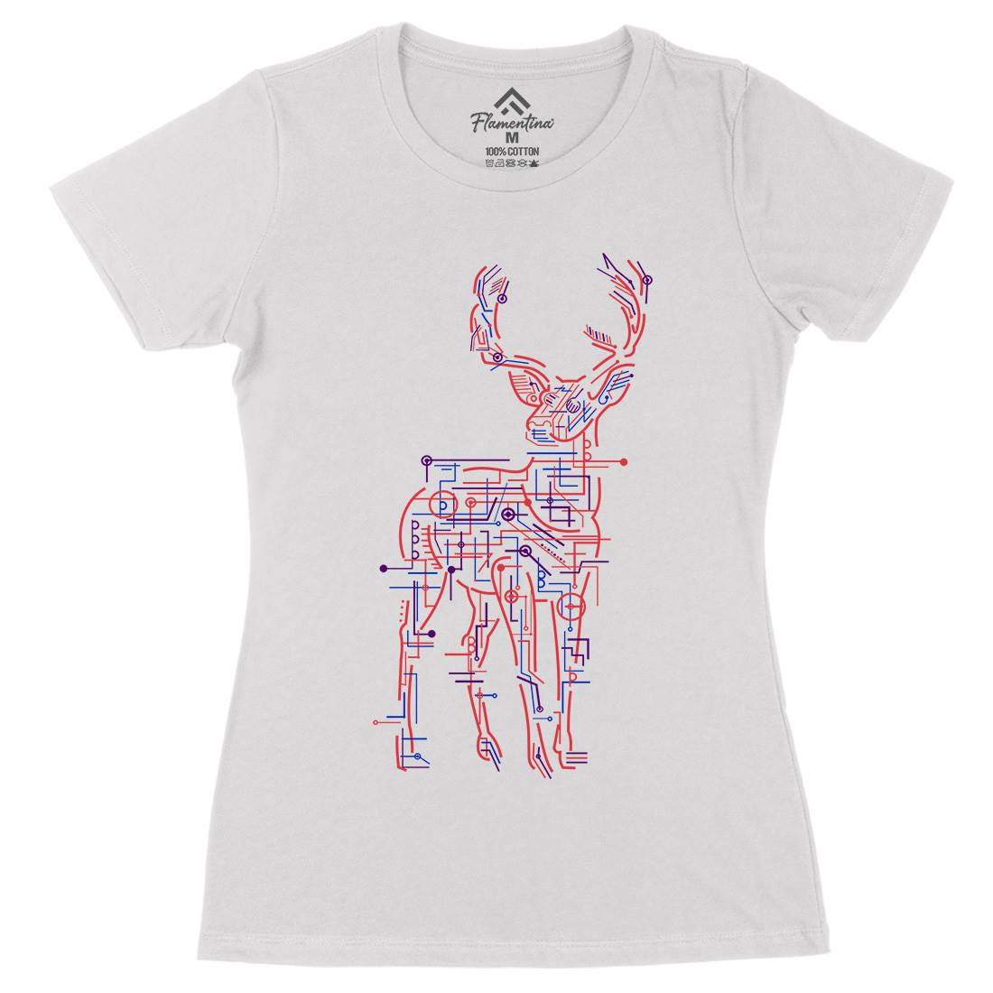 Electric Deer Womens Organic Crew Neck T-Shirt Animals B033
