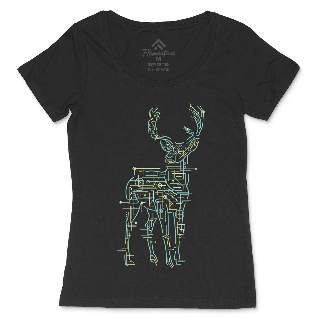 Electric Deer Womens Scoop Neck T-Shirt Animals B033