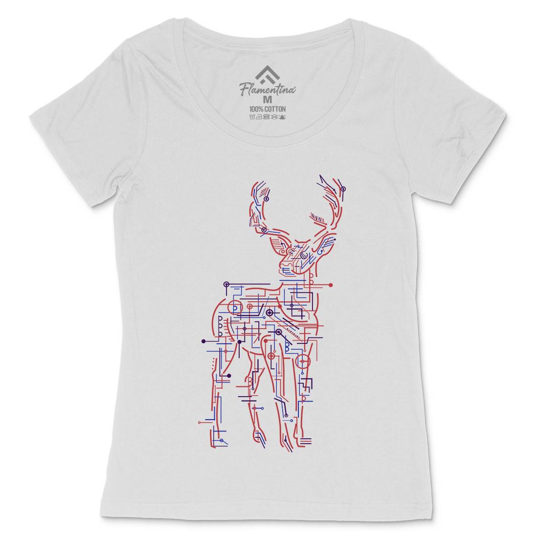 Electric Deer Womens Scoop Neck T-Shirt Animals B033