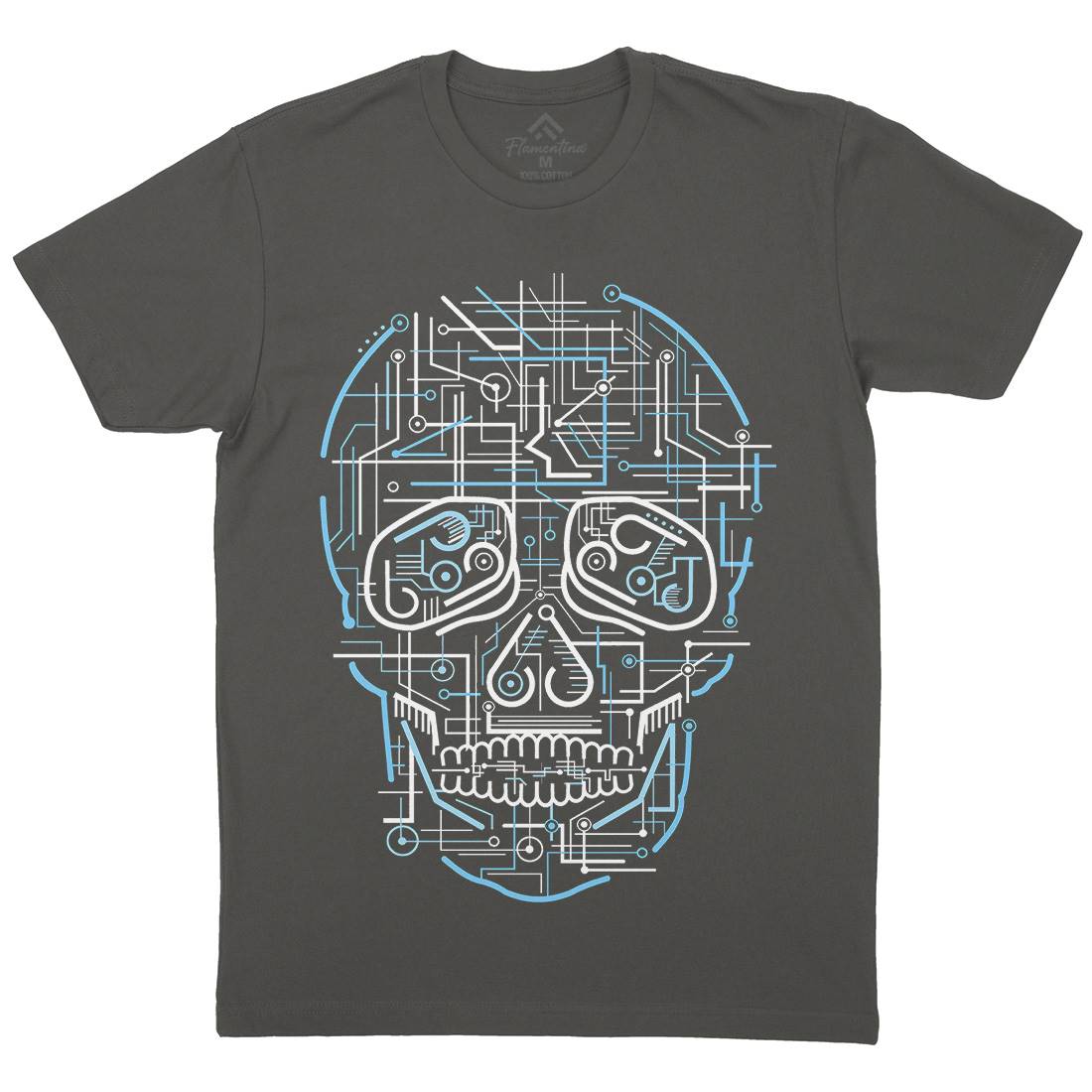 Electric Skull Mens Organic Crew Neck T-Shirt Science B034