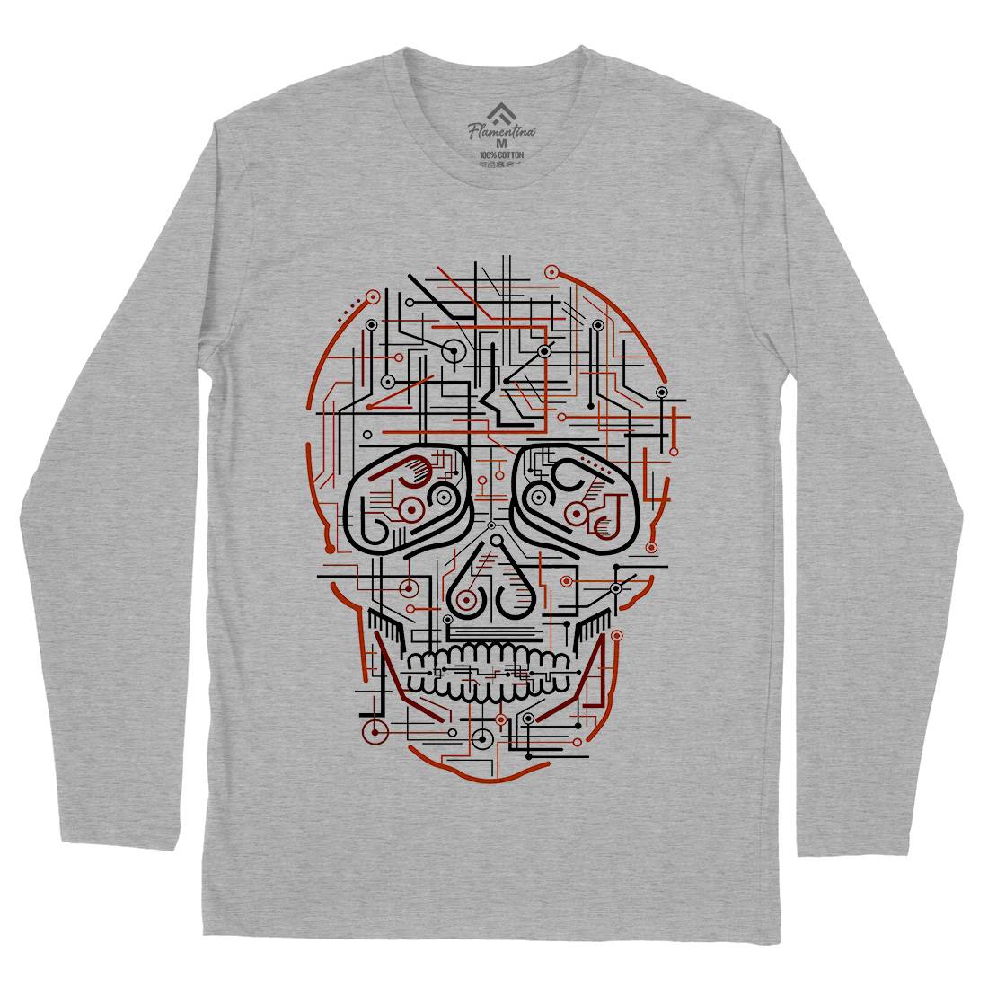 Electric Skull Mens Long Sleeve T-Shirt Science B034