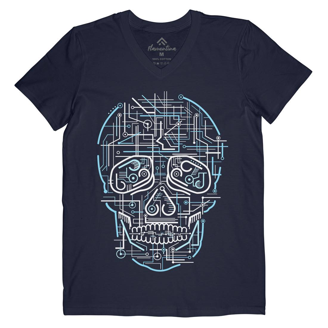 Electric Skull Mens V-Neck T-Shirt Science B034