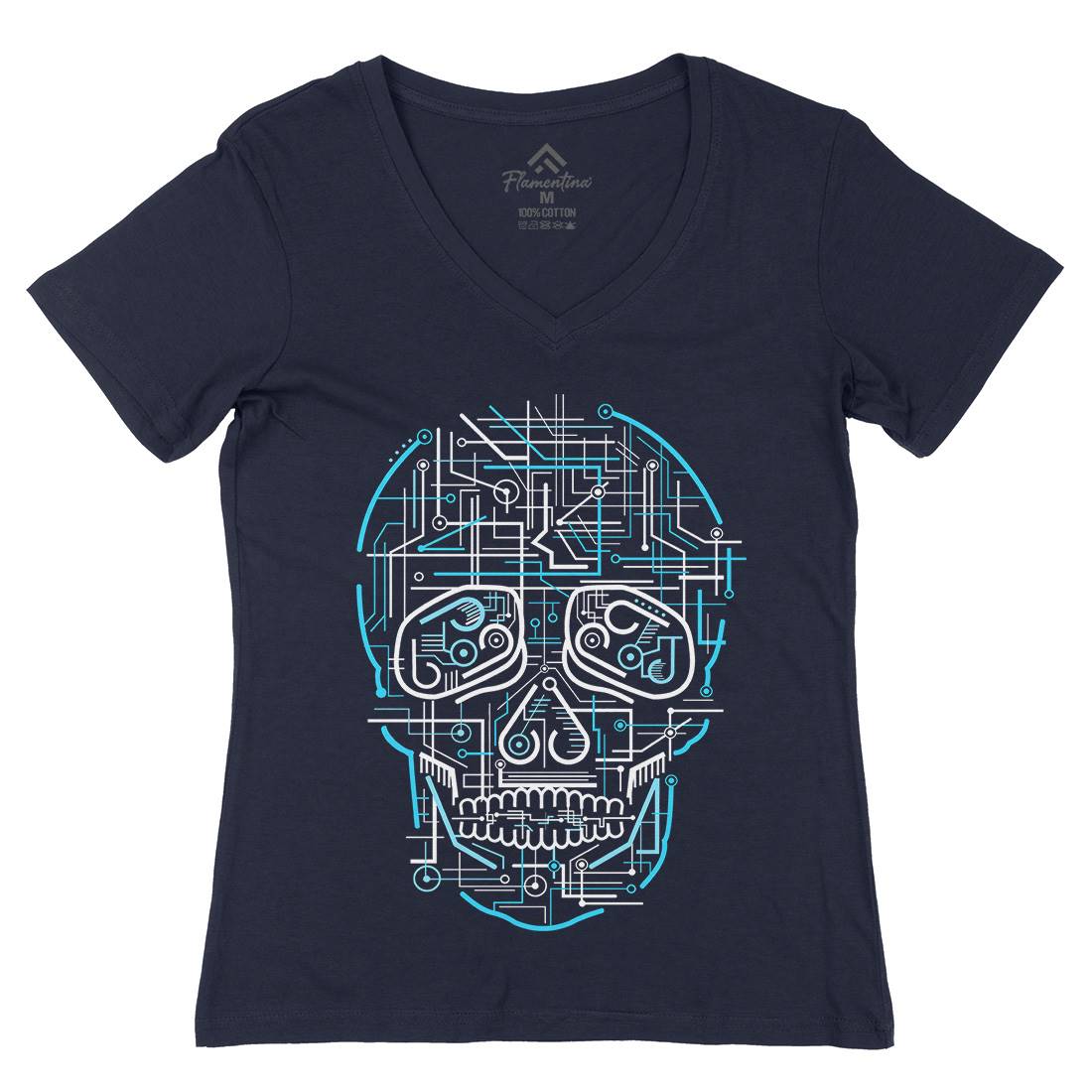 Electric Skull Womens Organic V-Neck T-Shirt Science B034