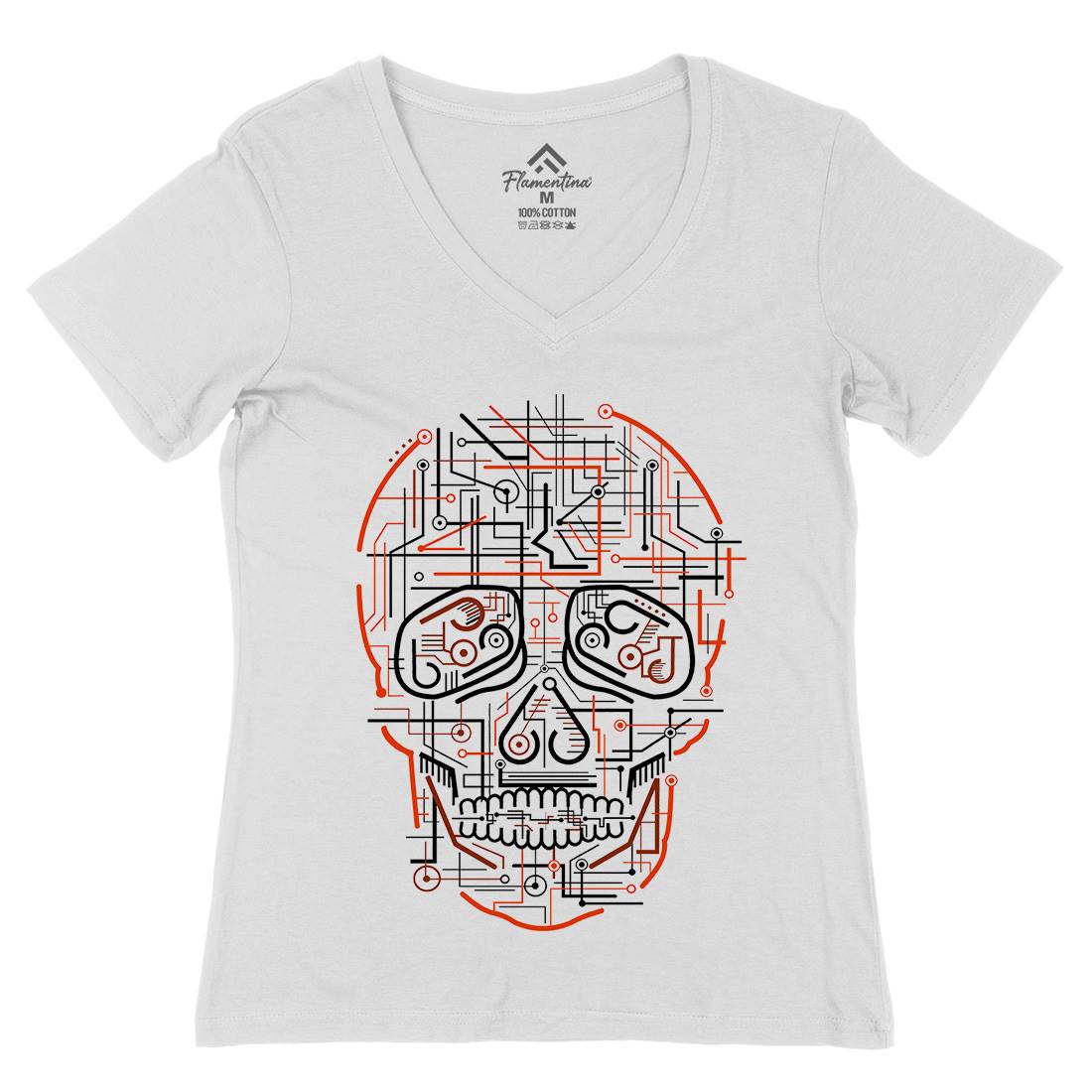 Electric Skull Womens Organic V-Neck T-Shirt Science B034