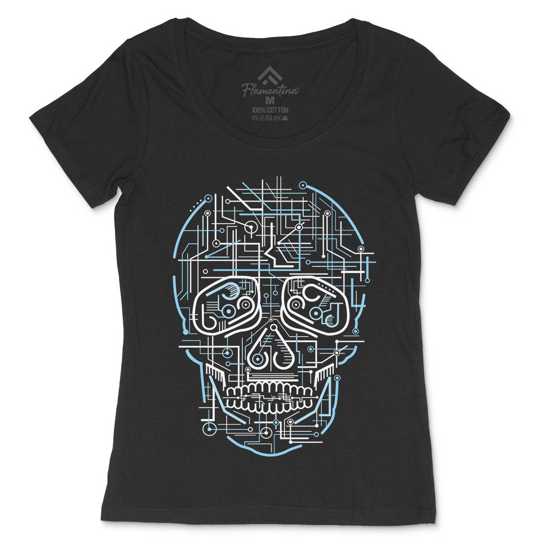 Electric Skull Womens Scoop Neck T-Shirt Science B034
