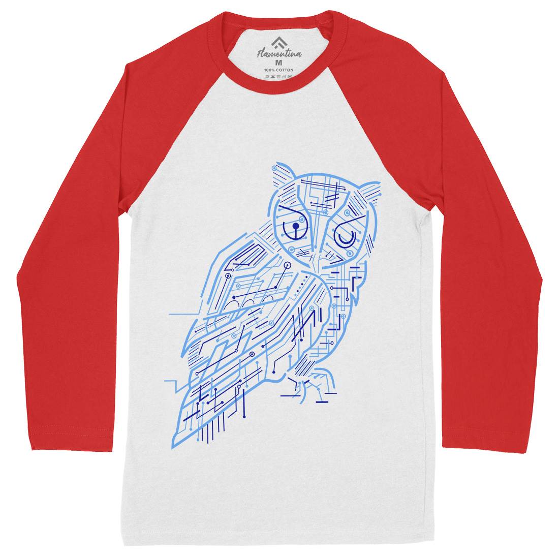 Electrical Owl Mens Long Sleeve Baseball T-Shirt Animals B036