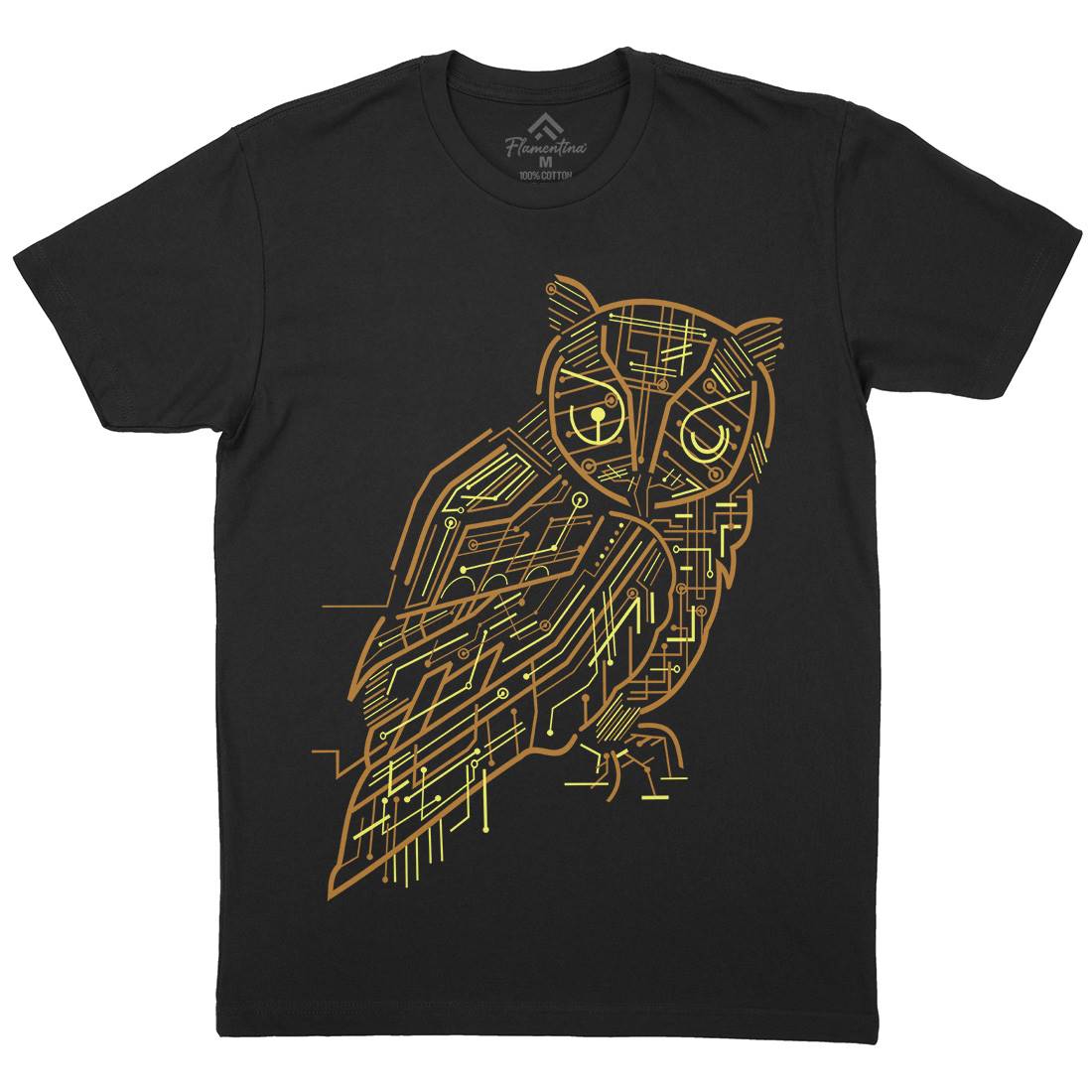 Electrical Owl Mens Organic Crew Neck T-Shirt Animals B036
