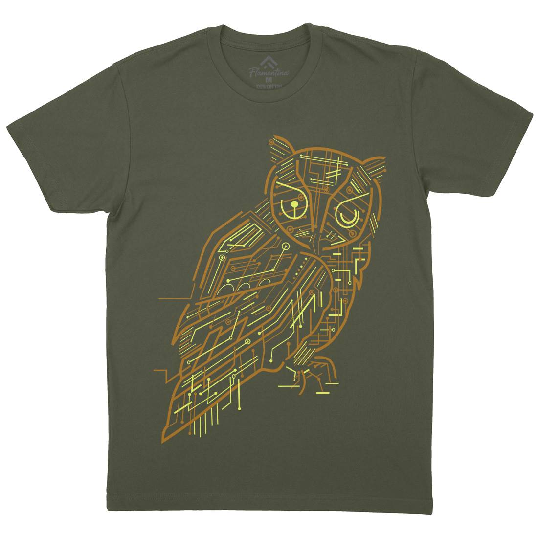 Electrical Owl Mens Organic Crew Neck T-Shirt Animals B036