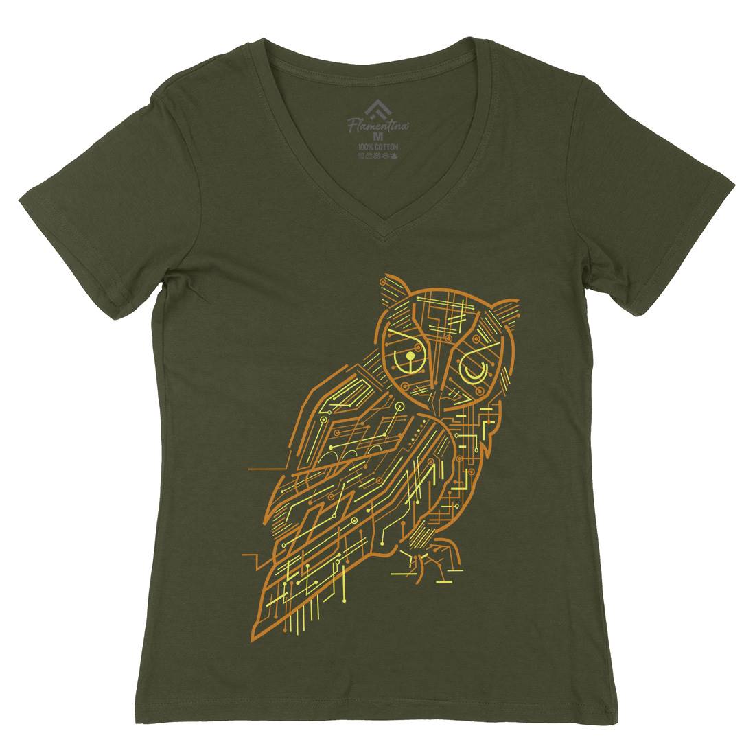 Electrical Owl Womens Organic V-Neck T-Shirt Animals B036