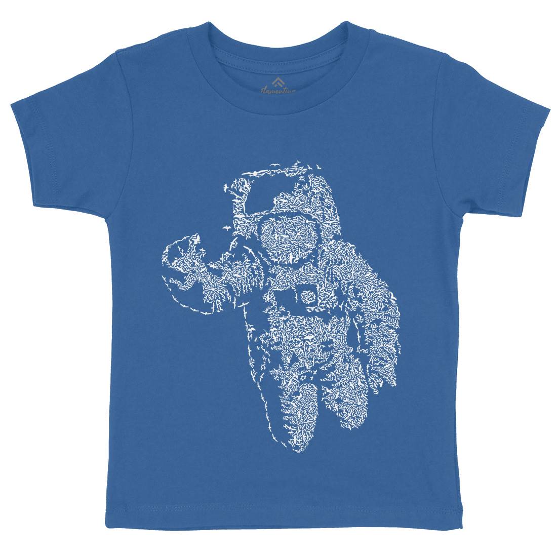 Flying Astronaut Kids Organic Crew Neck T-Shirt Space B040
