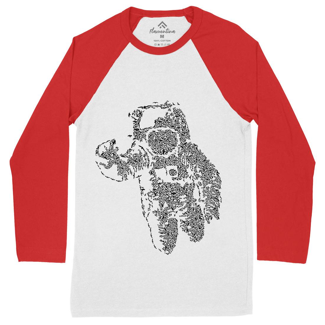 Flying Astronaut Mens Long Sleeve Baseball T-Shirt Space B040