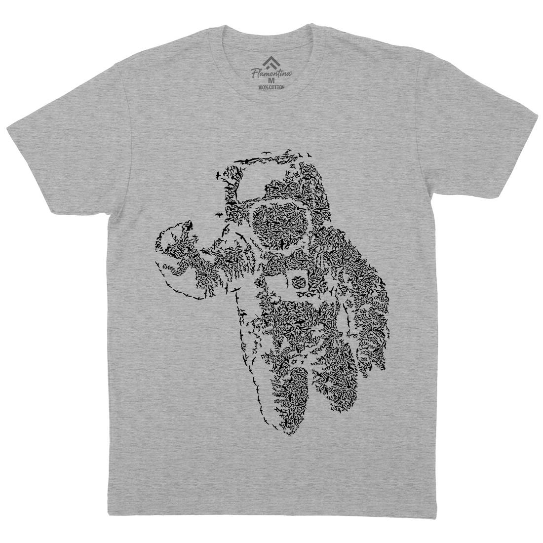 Flying Astronaut Mens Organic Crew Neck T-Shirt Space B040