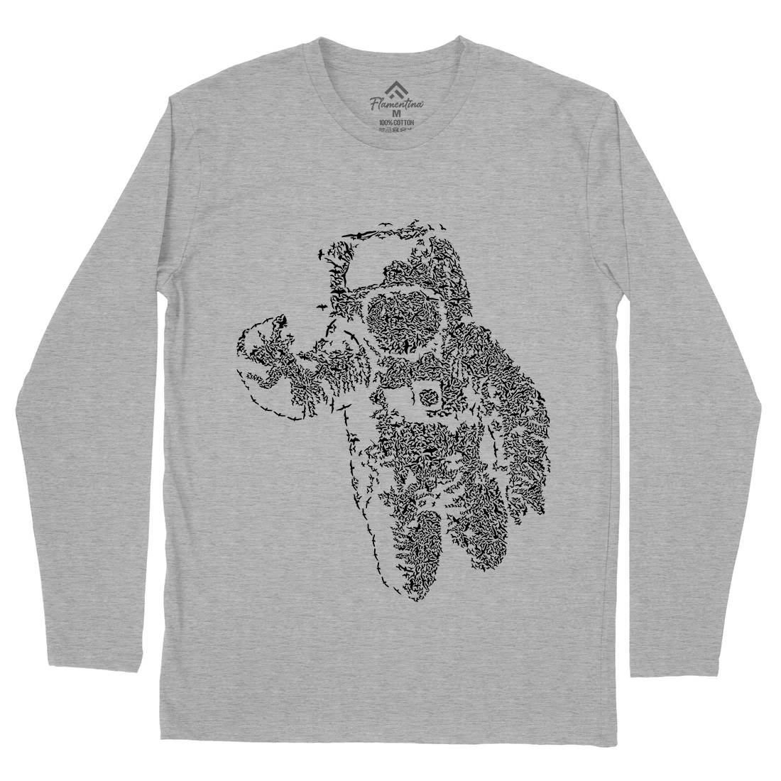 Flying Astronaut Mens Long Sleeve T-Shirt Space B040