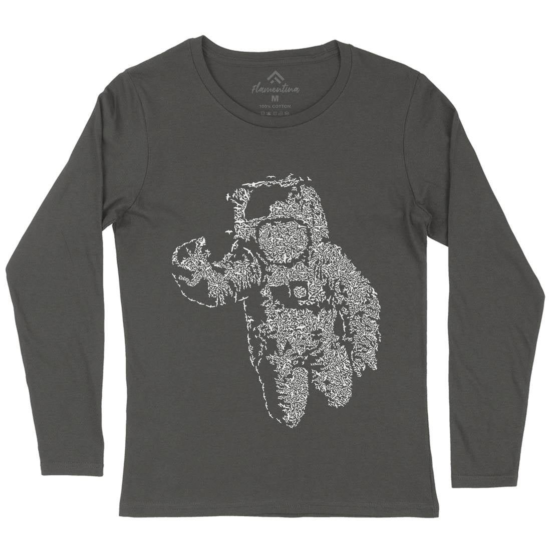 Flying Astronaut Womens Long Sleeve T-Shirt Space B040