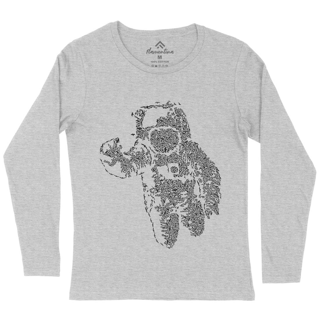Flying Astronaut Womens Long Sleeve T-Shirt Space B040