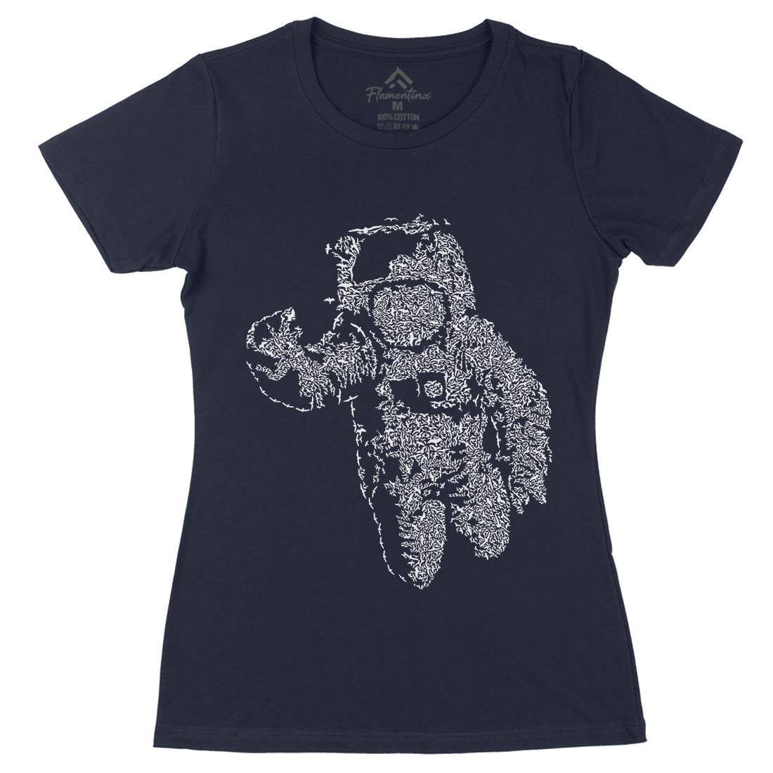 Flying Astronaut Womens Organic Crew Neck T-Shirt Space B040
