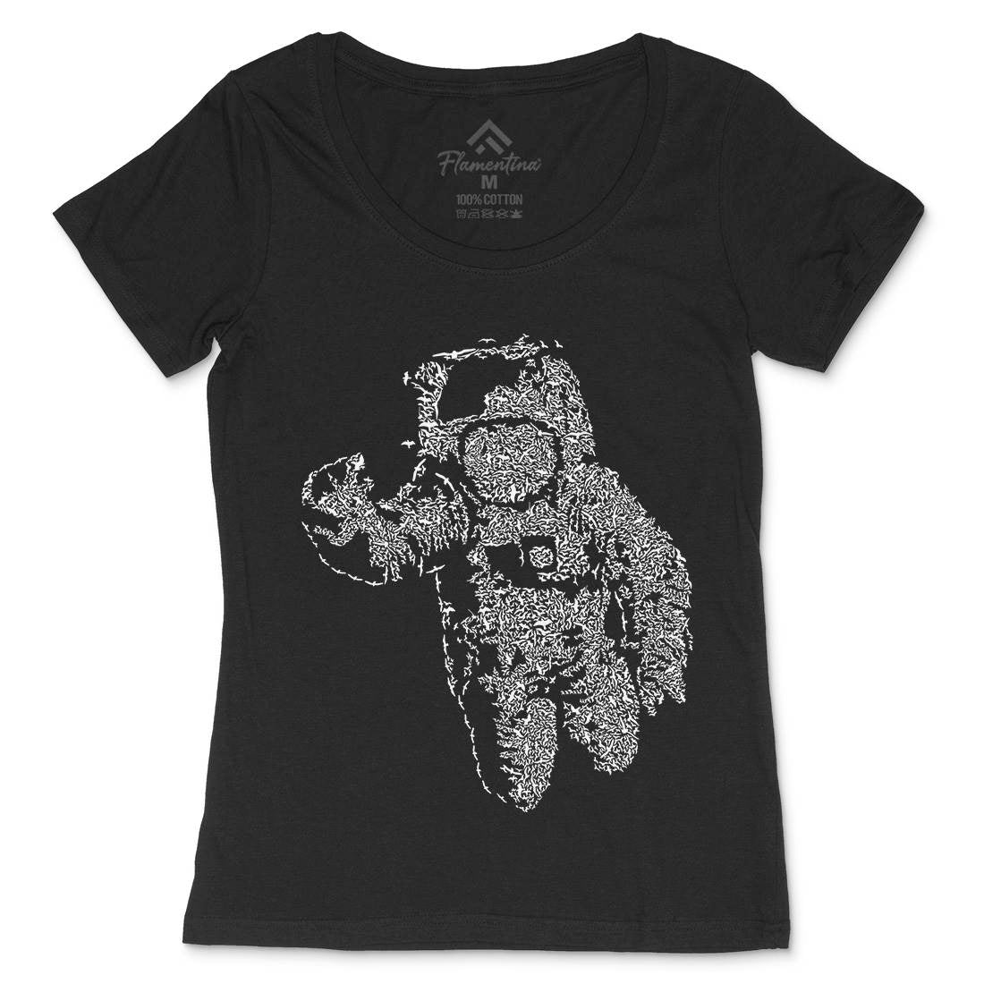 Flying Astronaut Womens Scoop Neck T-Shirt Space B040