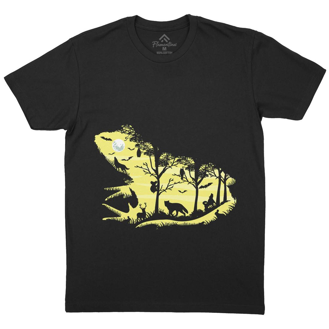 Froggy Night Mens Organic Crew Neck T-Shirt Animals B041