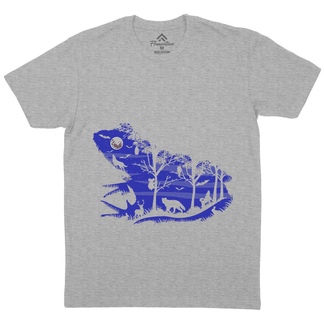 Froggy Night Mens Organic Crew Neck T-Shirt Animals B041