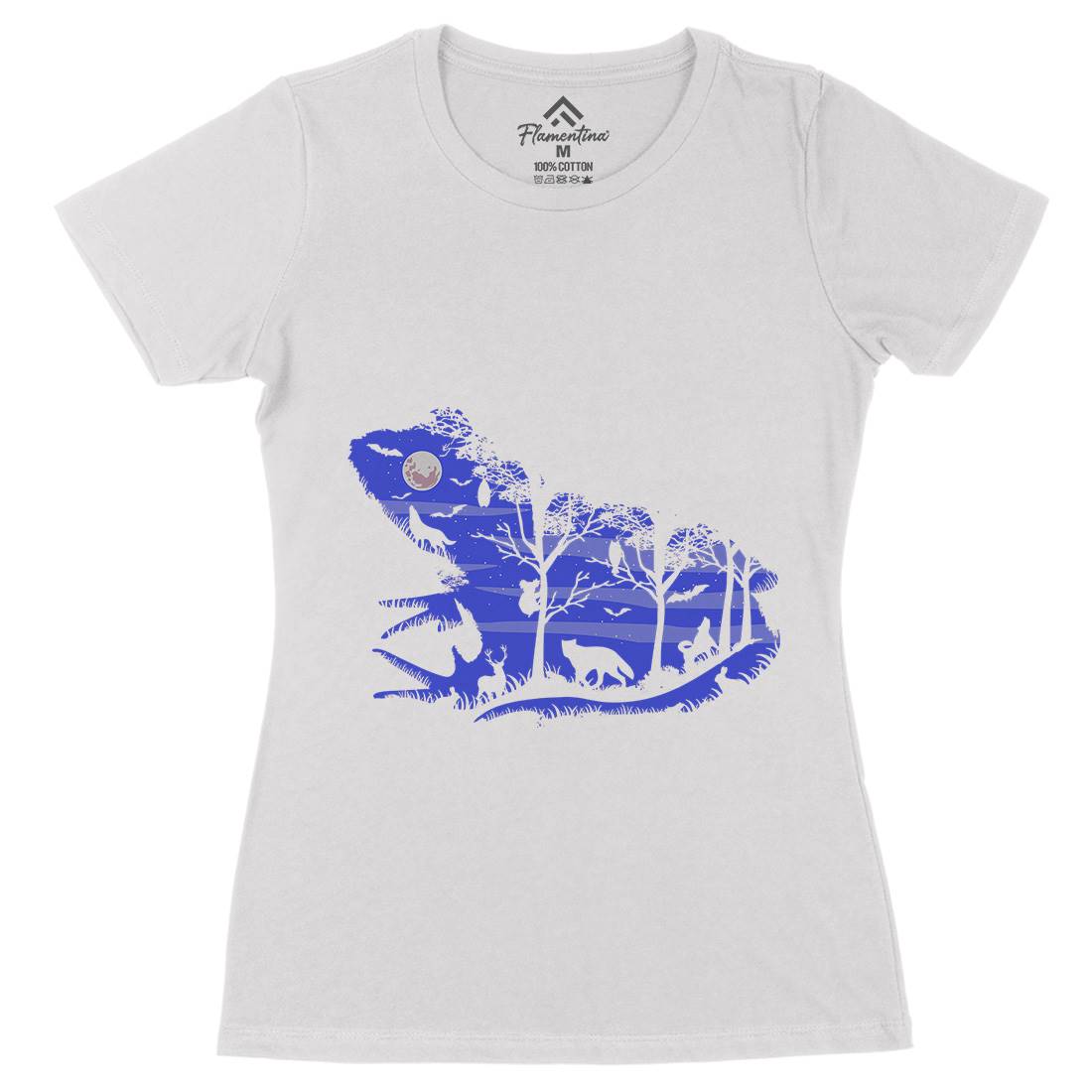 Froggy Night Womens Organic Crew Neck T-Shirt Animals B041