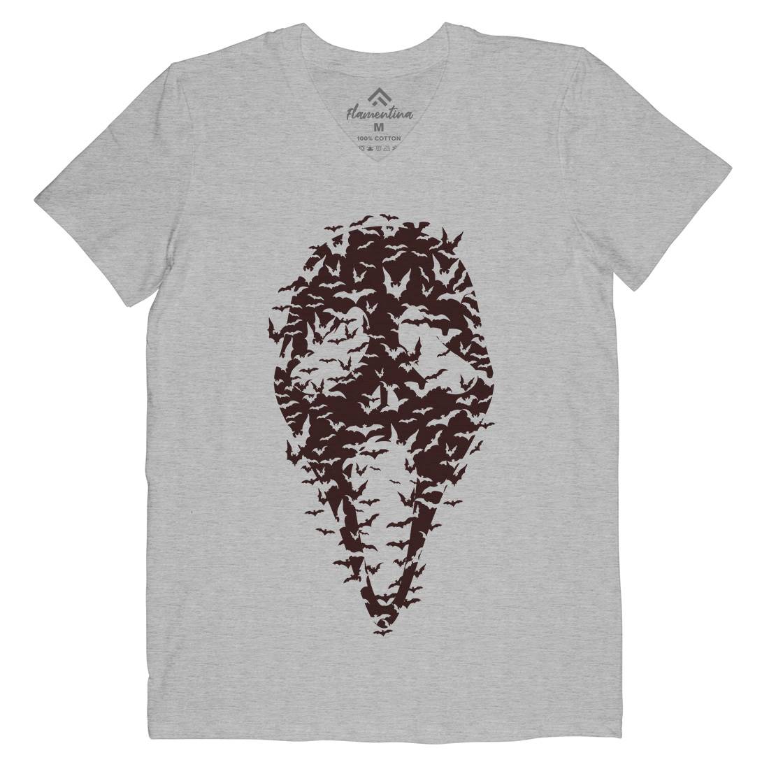 Ghost Bats Mens Organic V-Neck T-Shirt Animals B042