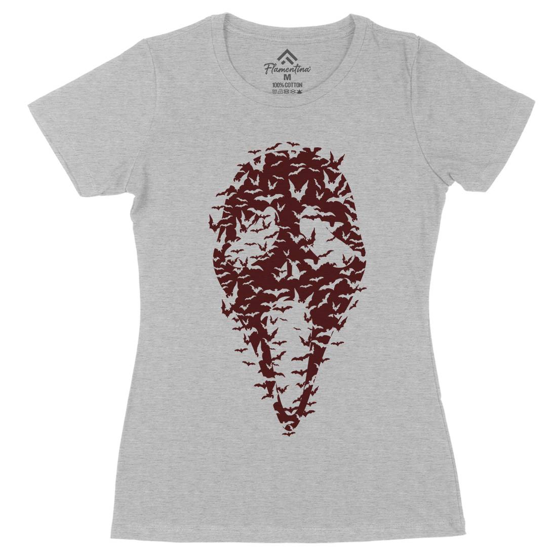 Ghost Bats Womens Organic Crew Neck T-Shirt Animals B042