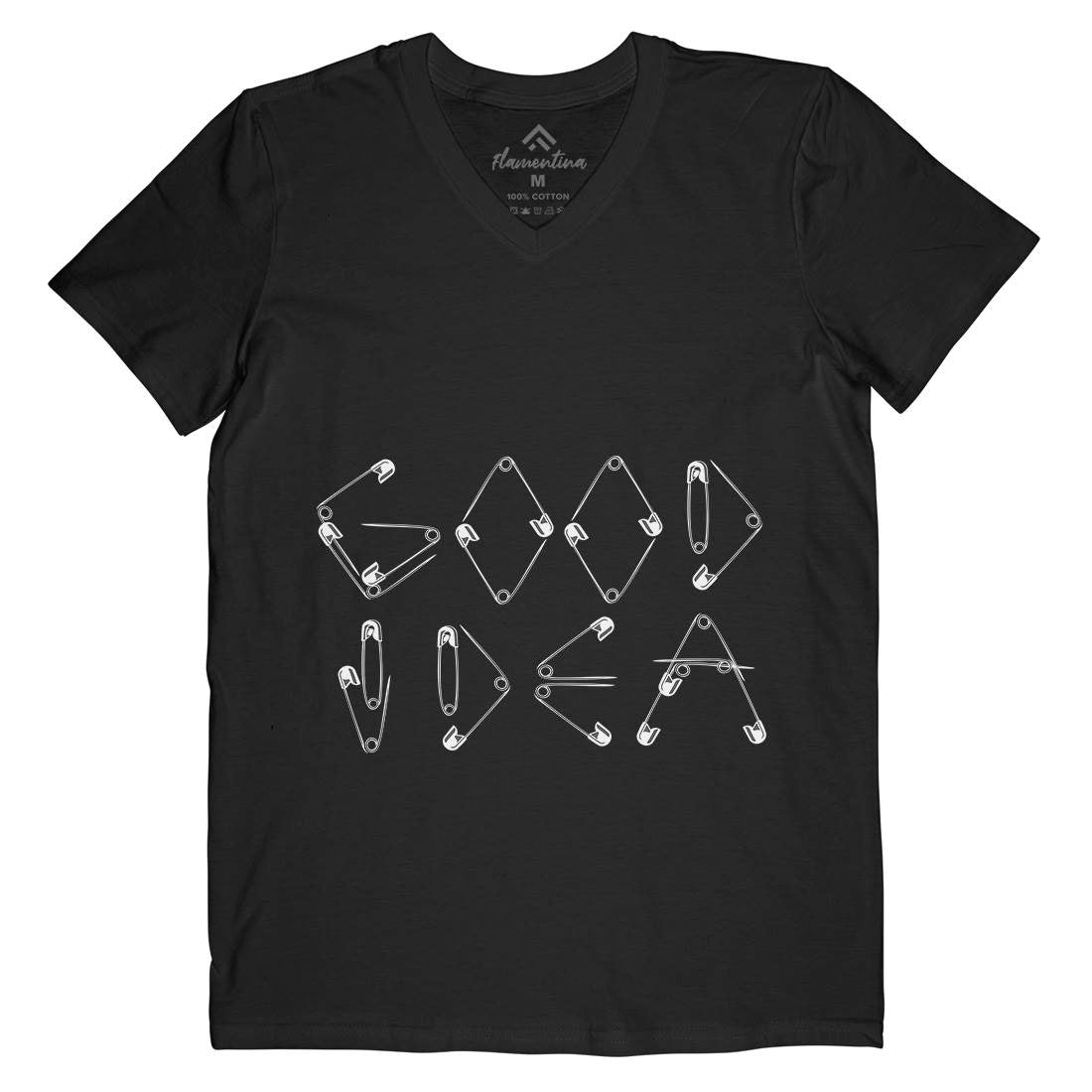 Good Idea Mens V-Neck T-Shirt Retro B044