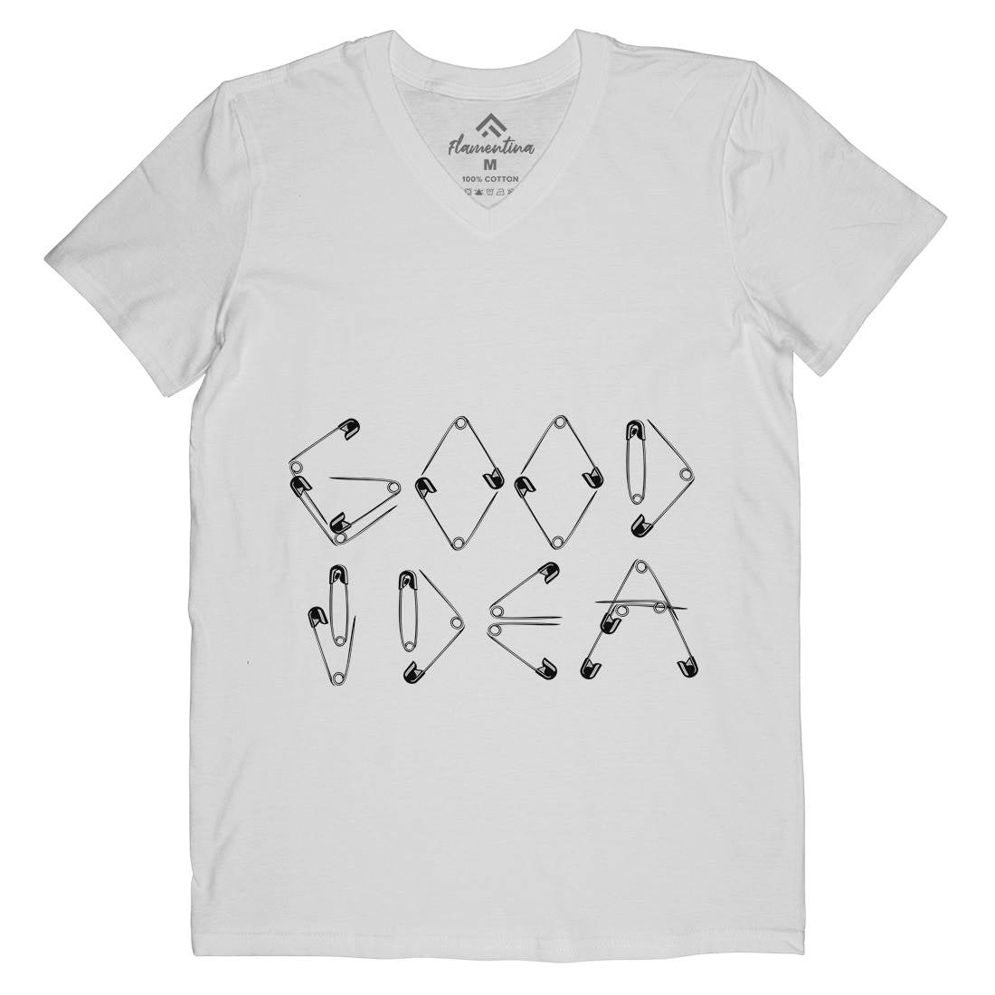 Good Idea Mens Organic V-Neck T-Shirt Retro B044
