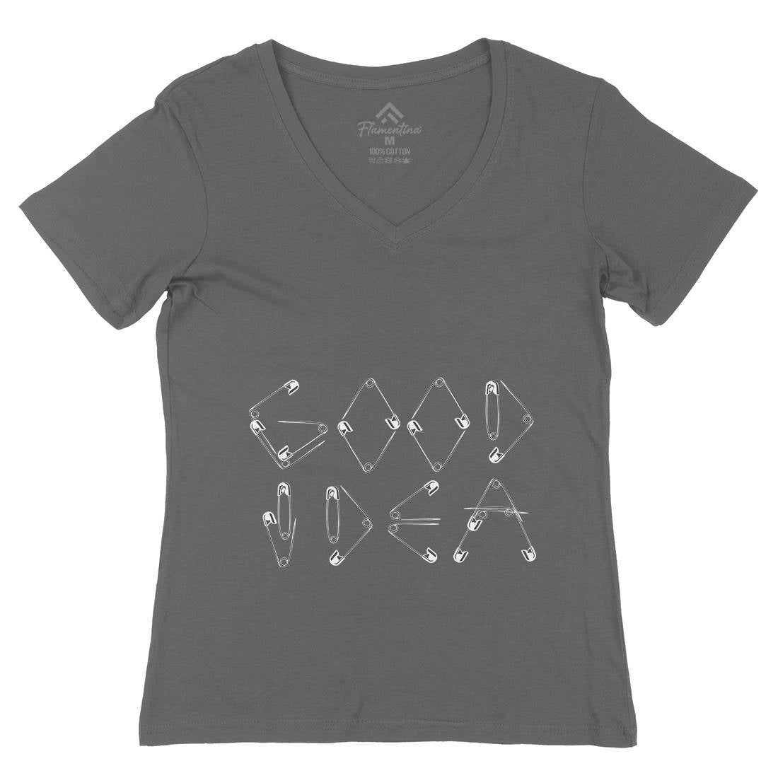Good Idea Womens Organic V-Neck T-Shirt Retro B044