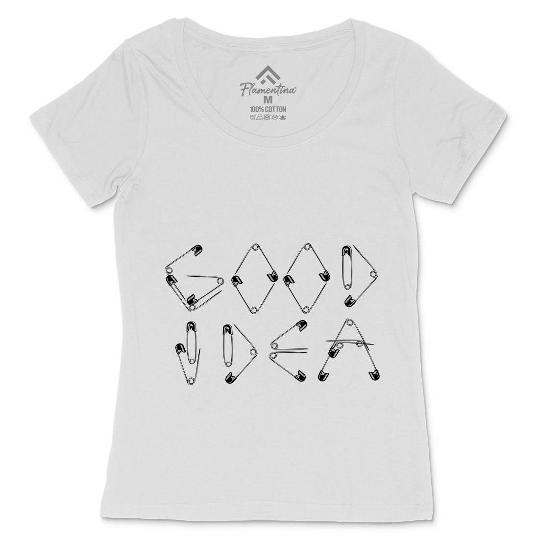 Good Idea Womens Scoop Neck T-Shirt Retro B044