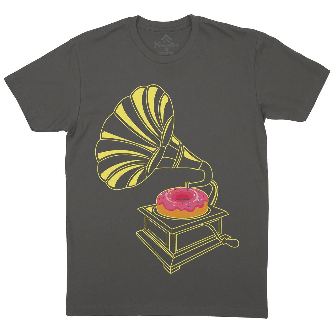 Gramophone Donut Mens Crew Neck T-Shirt Music B045