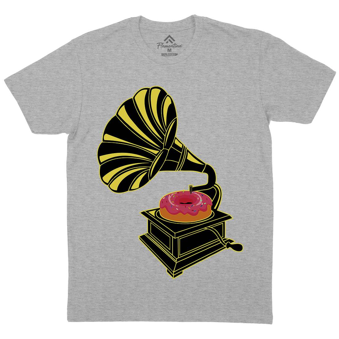 Gramophone Donut Mens Crew Neck T-Shirt Music B045
