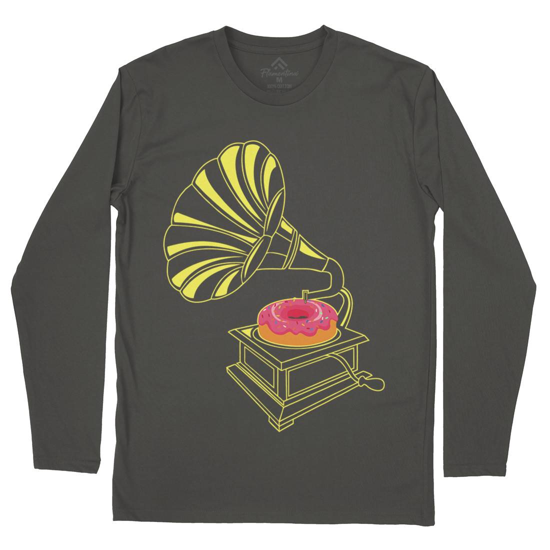 Gramophone Donut Mens Long Sleeve T-Shirt Music B045