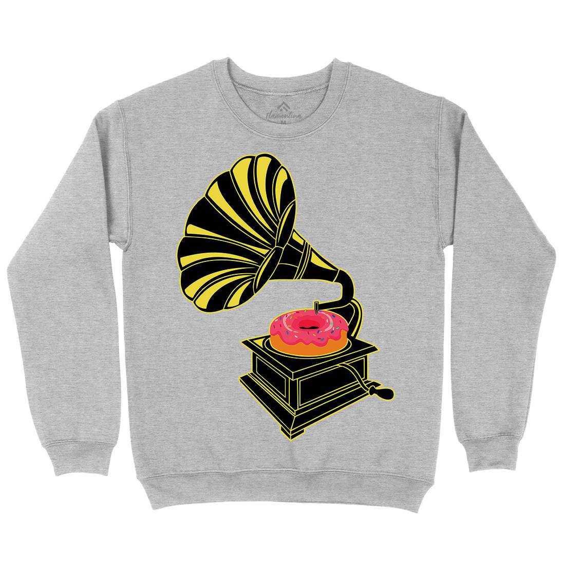 Gramophone Donut Mens Crew Neck Sweatshirt Music B045