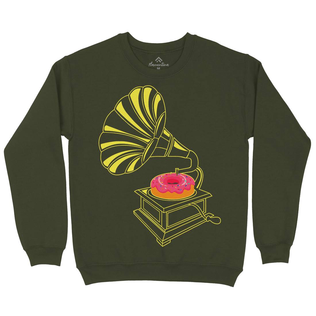 Gramophone Donut Mens Crew Neck Sweatshirt Music B045