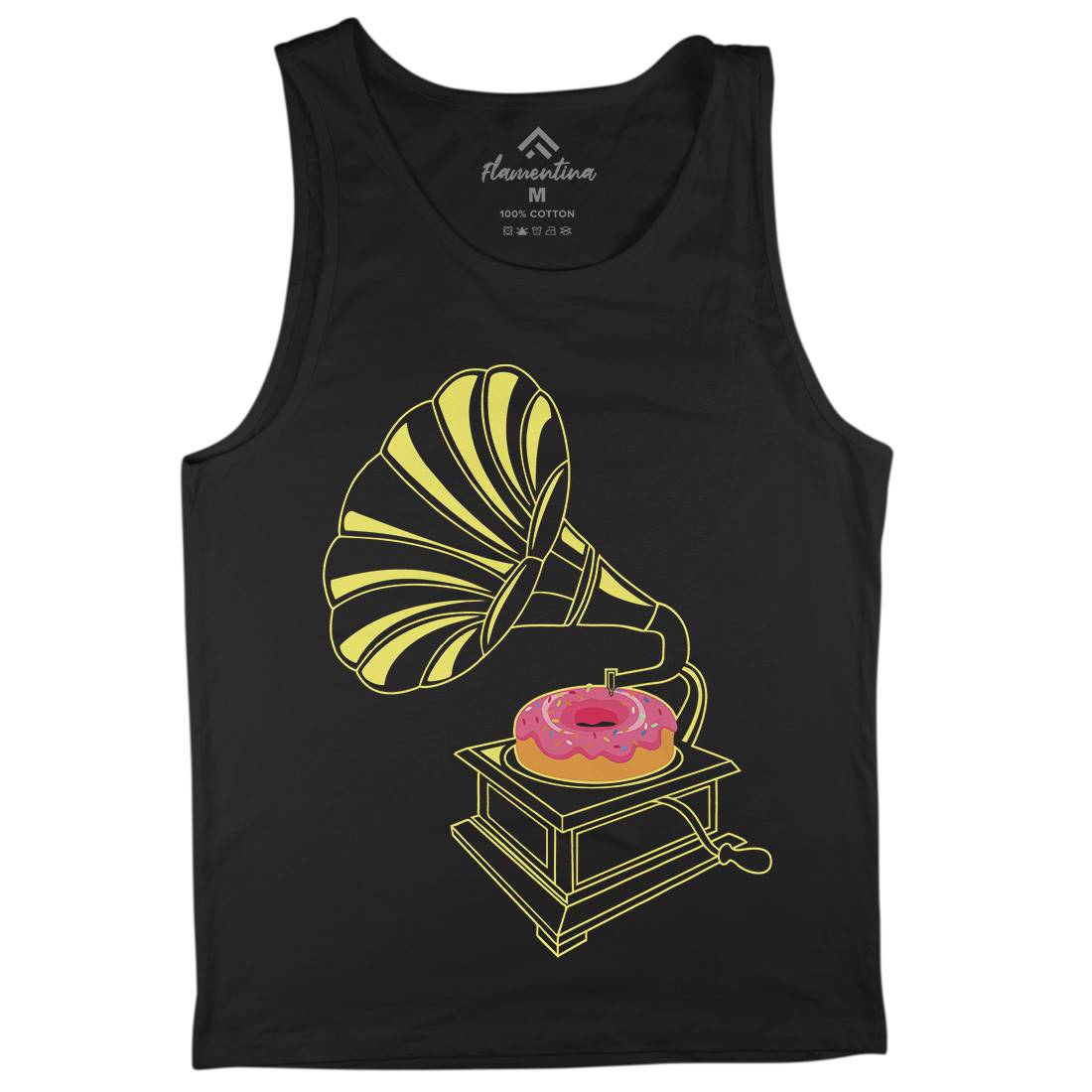 Gramophone Donut Mens Tank Top Vest Music B045