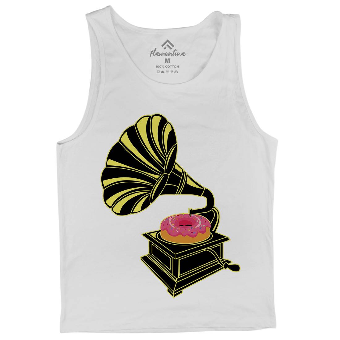 Gramophone Donut Mens Tank Top Vest Music B045