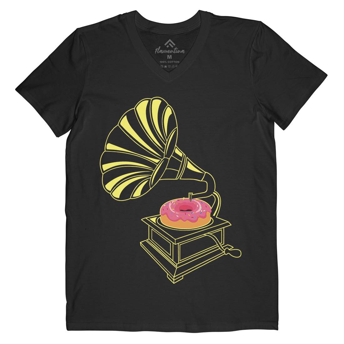Gramophone Donut Mens V-Neck T-Shirt Music B045