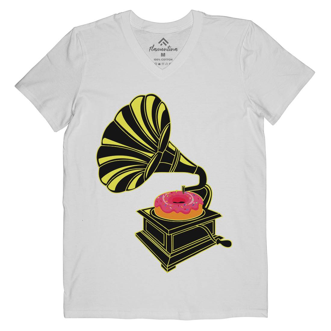 Gramophone Donut Mens V-Neck T-Shirt Music B045