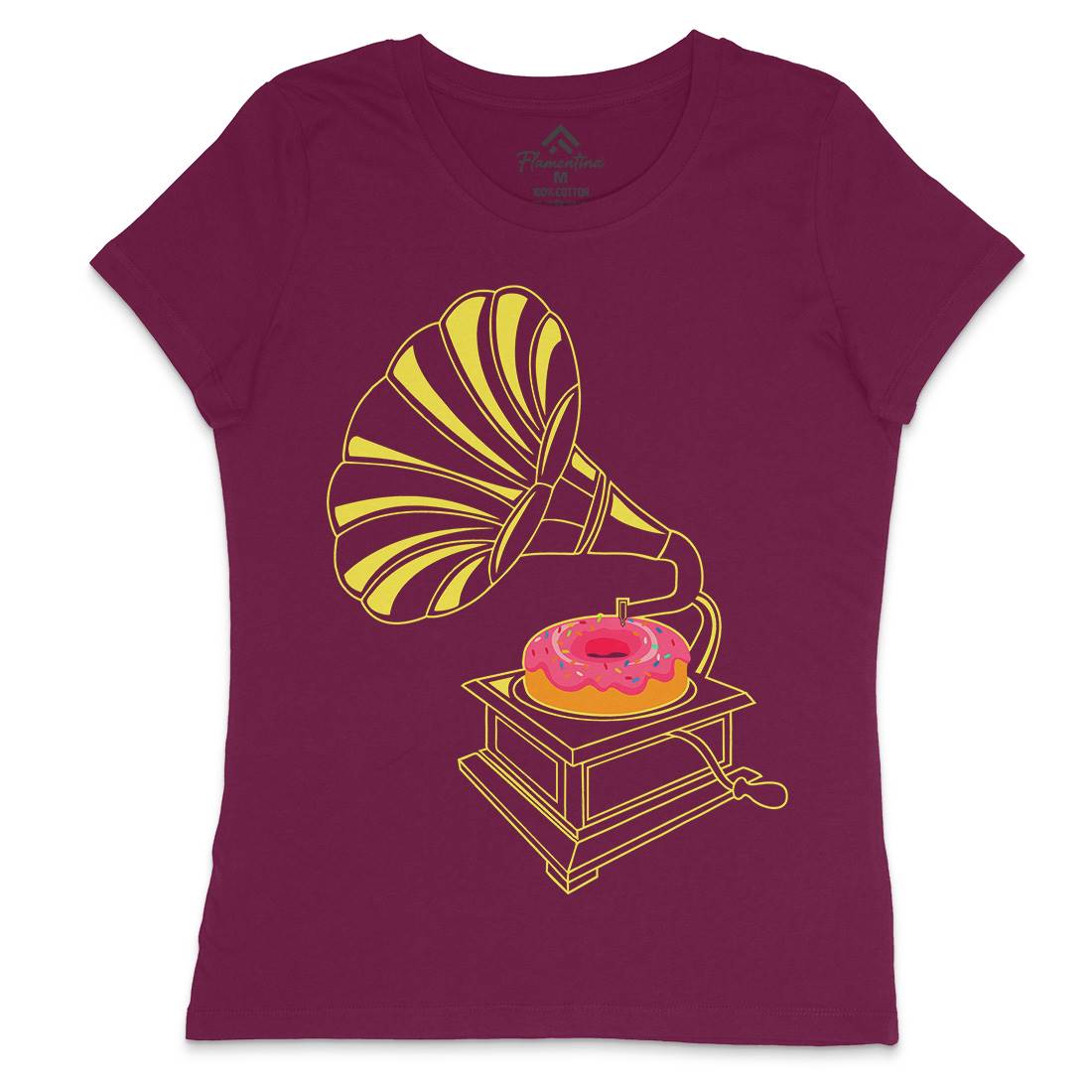Gramophone Donut Womens Crew Neck T-Shirt Music B045