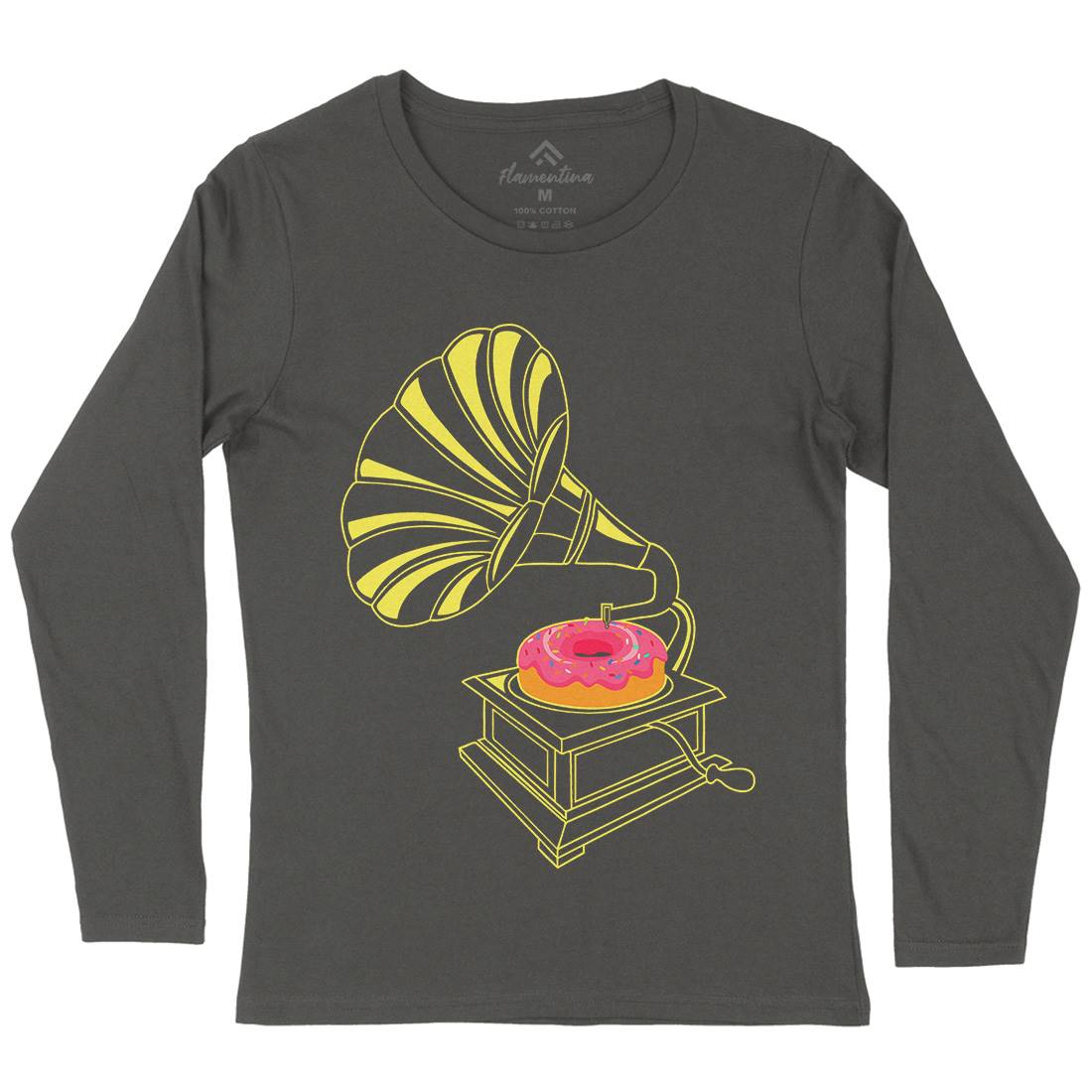 Gramophone Donut Womens Long Sleeve T-Shirt Music B045