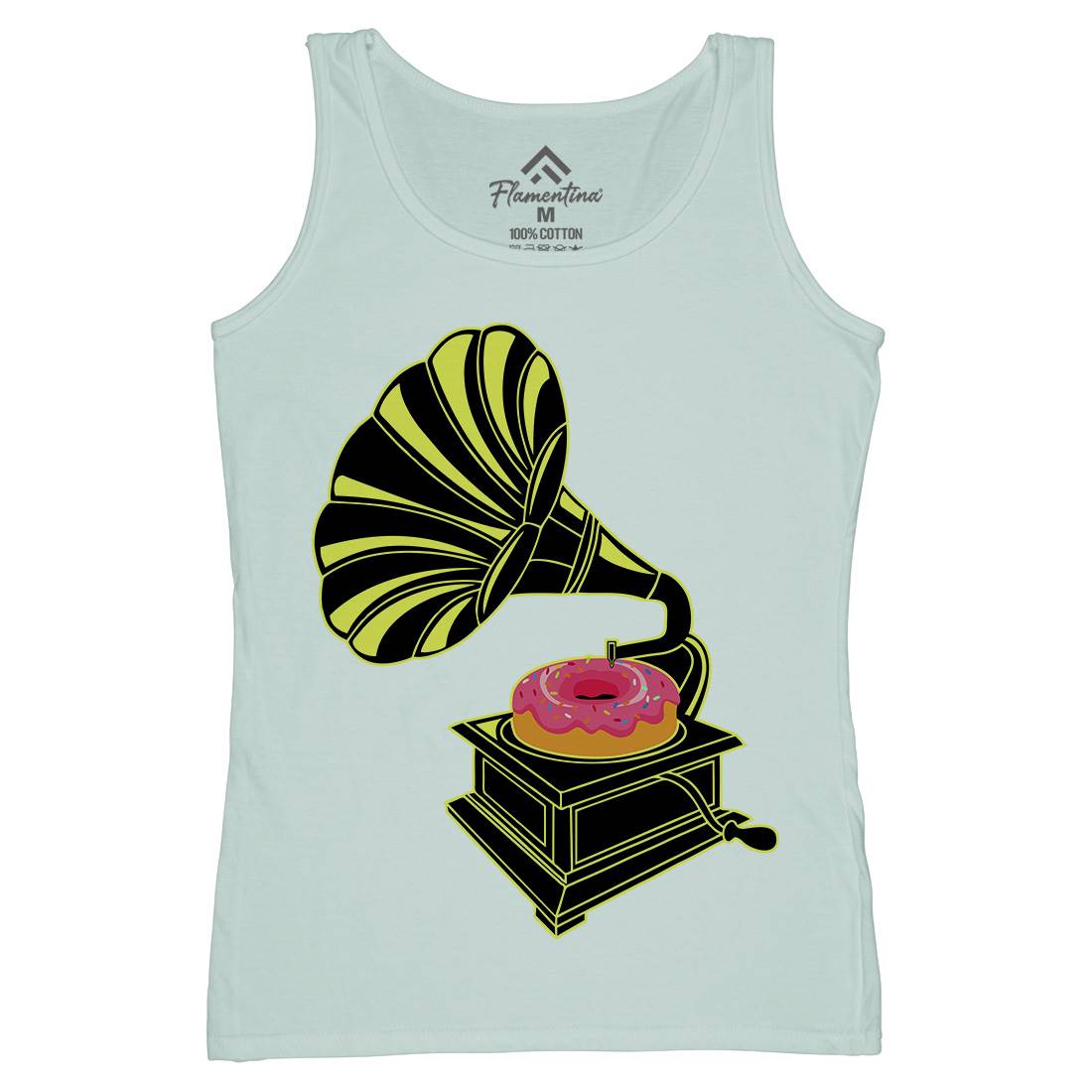 Gramophone Donut Womens Organic Tank Top Vest Music B045